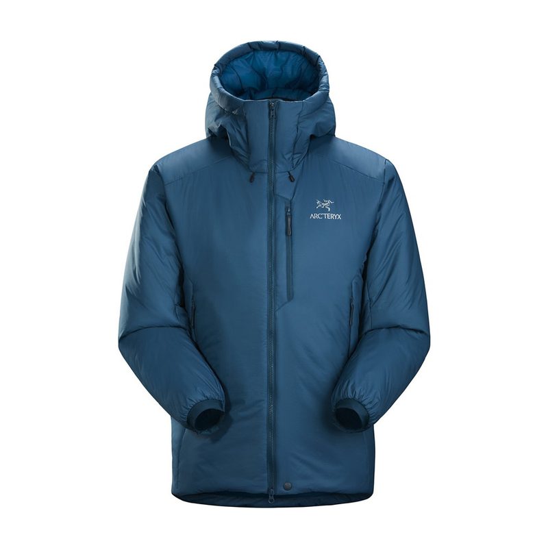 A blue Arc’teryx Nuclei SV Parka.