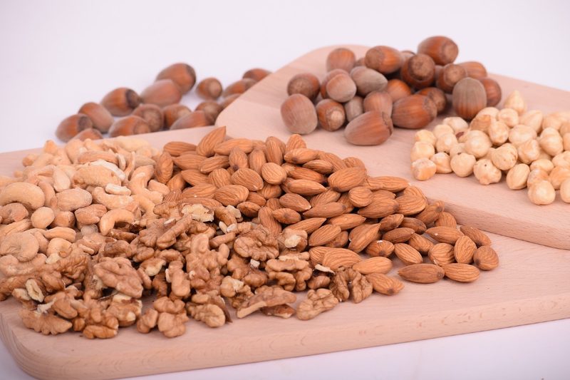 Piles of mixed nuts
