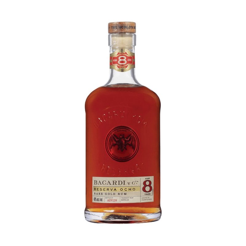 Bacardi Ocho rum bottle.