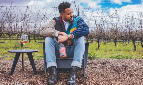 CJ McCollum with his wine at vineyard.