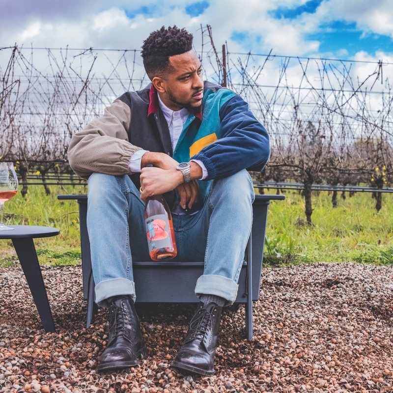 CJ McCollum with his wine at vineyard.