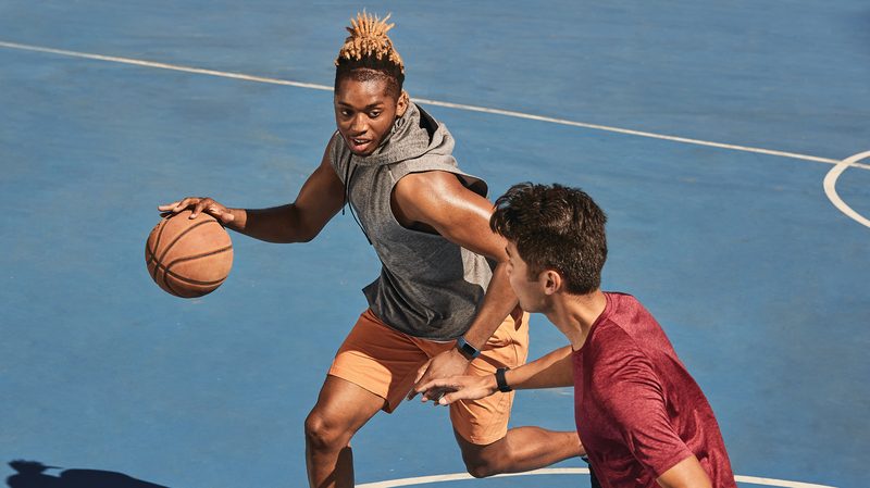 The Fitbit Charge 5 during exercise.