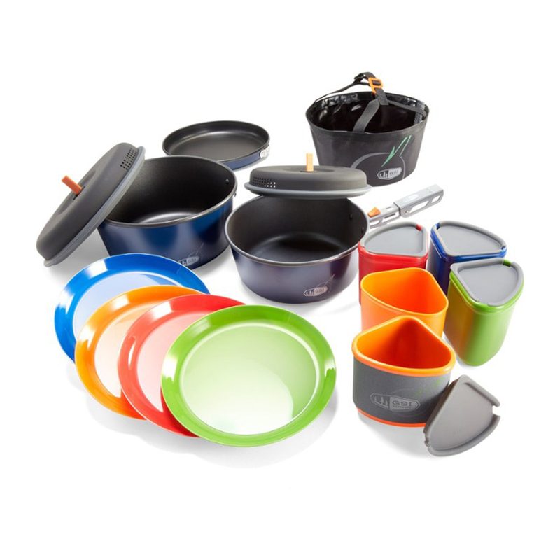 Assorted cookware from GSI Outdoors Bugaboo Camper Cookset.