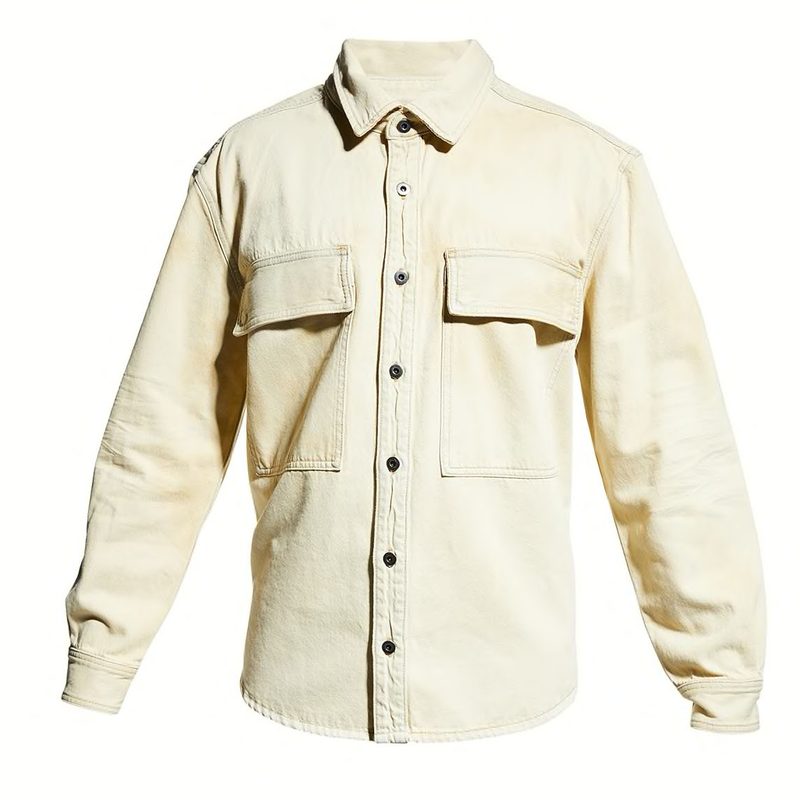 Hudson Long Sleeve Denim Shirt in gold dust.