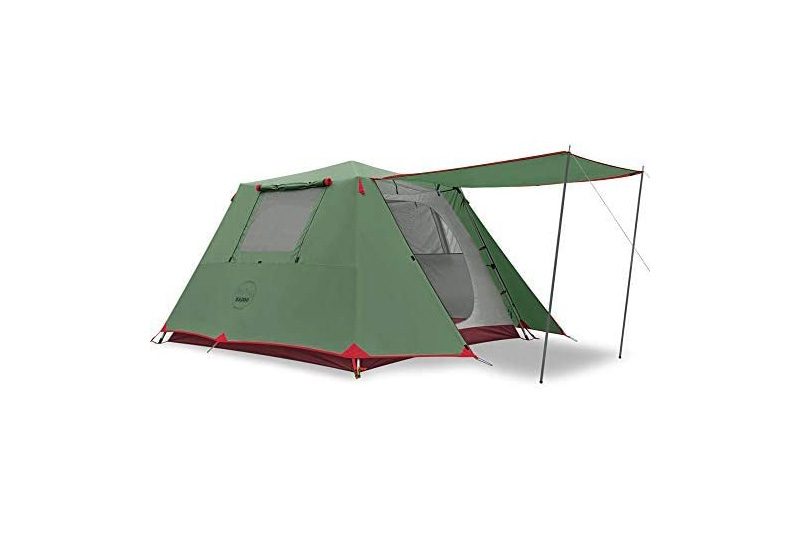 The Kazoo Waterproof Family Camping Tent features a boxy, military-inspired design.