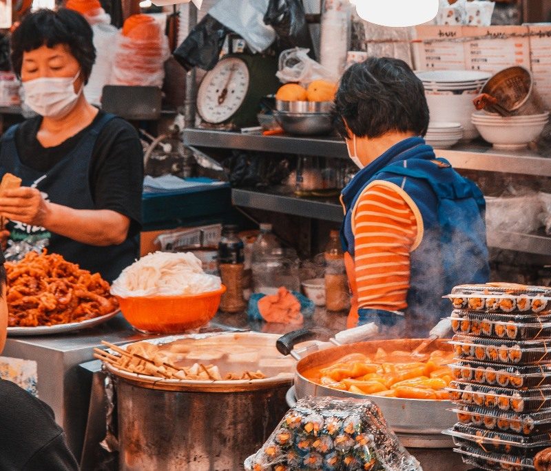 Korean kimbap at street vendor.