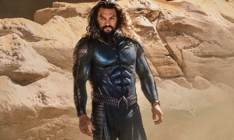 Jason Momoa sporting his new suit as the King of Atlantis in "Aquaman and the Lost Kingdom."