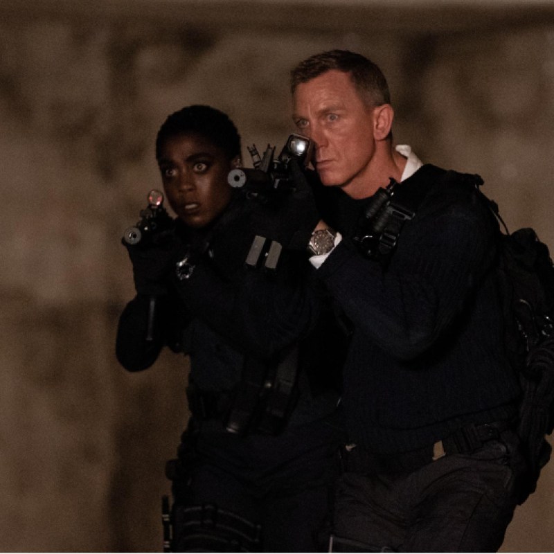 Lashana Lynch (left) as the first female 007, backing up James Bond (Daniel Craig, right) after he's pulled from retirement.