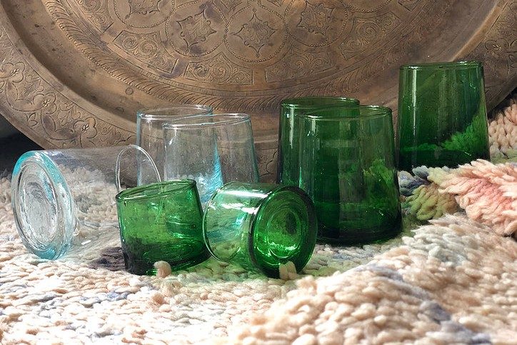 NoPo Moroccan Water Glasses display.
