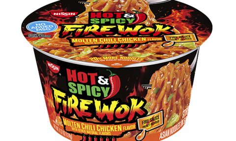 Nissin's new Hot & Spicy Fire Wok in Molten Chili Chicken flavor.