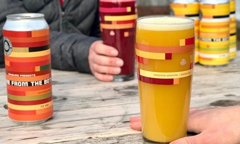 Oakshire Brewing Smoothie Sour beers on table.