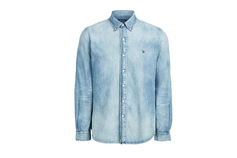 Polo Ralph Lauren Denim Shirt on a white background.