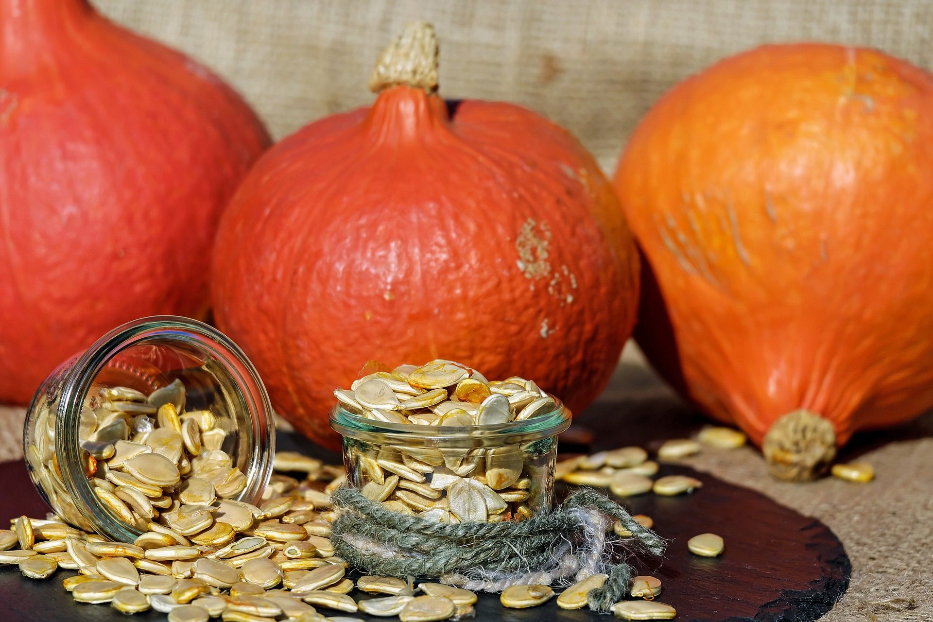 Pumpkins and pumpkin seeds.
