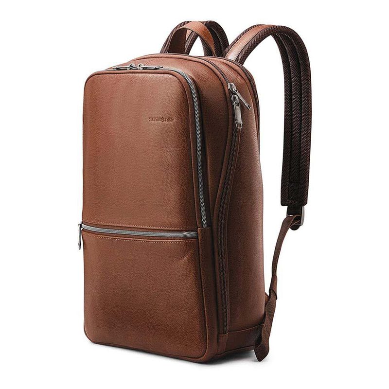 A Samsonite Classic Leather Slim Backpack.