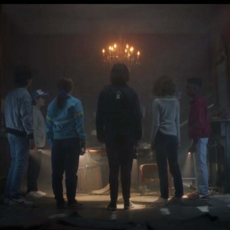 Season four's "Stranger Things" gang inside the abandoned Creel House.