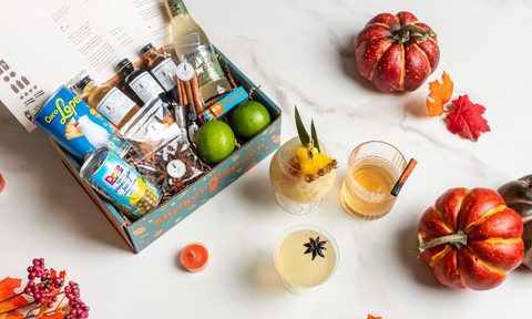 Shaker & Spoon Cocktail Club Mezcal box on table.