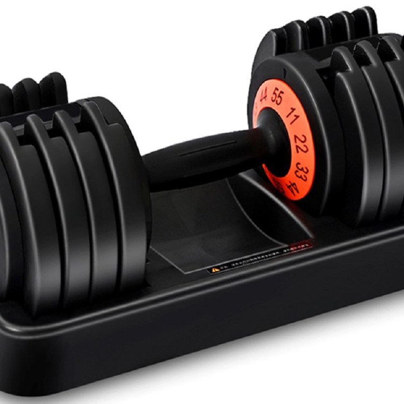 The Skonyon Adjustable Dumbbell in black, with an orange label for the weights.
