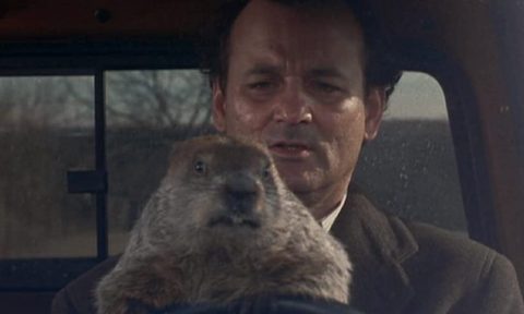 Bill Murray in Groundhog Day.