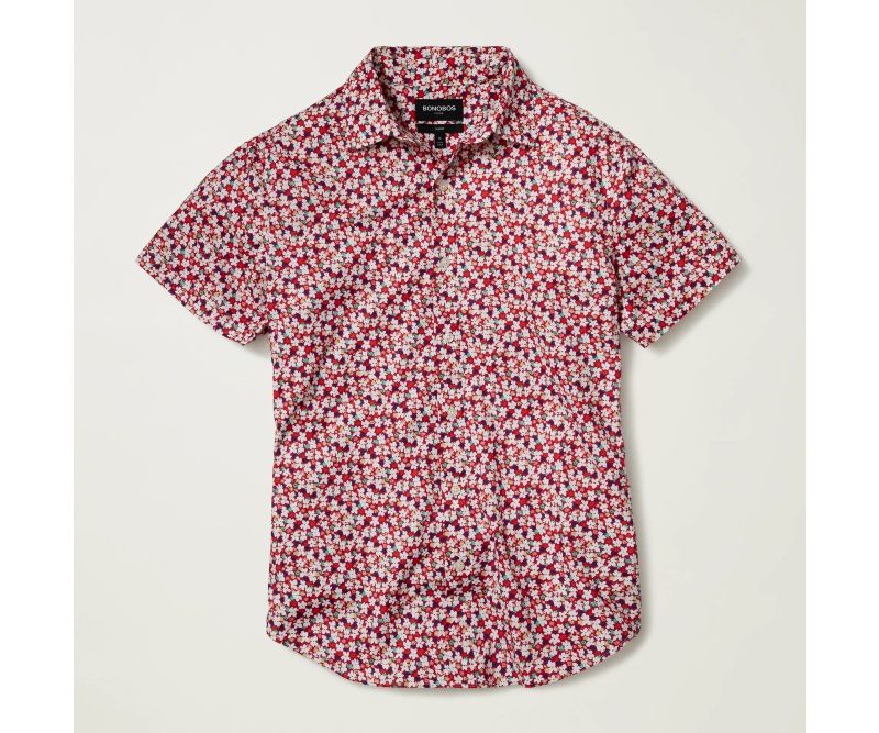 Bonobos Stretch Riviera Short Sleeve Shirt in Berry Floral