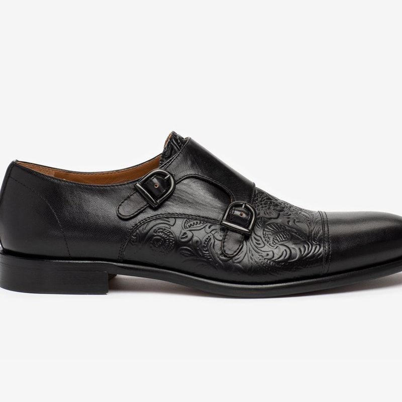 A black Taft Lucca Double Monk Strap Shoe.