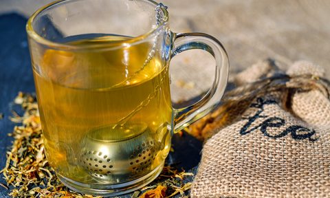 Herbal tea to fall asleep.