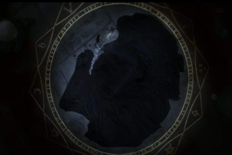 The Sandman arrives, trapped in a magic circle by British magus Roderick Burgess and his Order of Ancient Mysteries occultists.