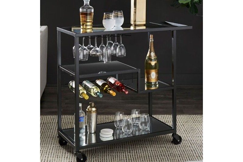 A fully-stocked Tibo bar cart.