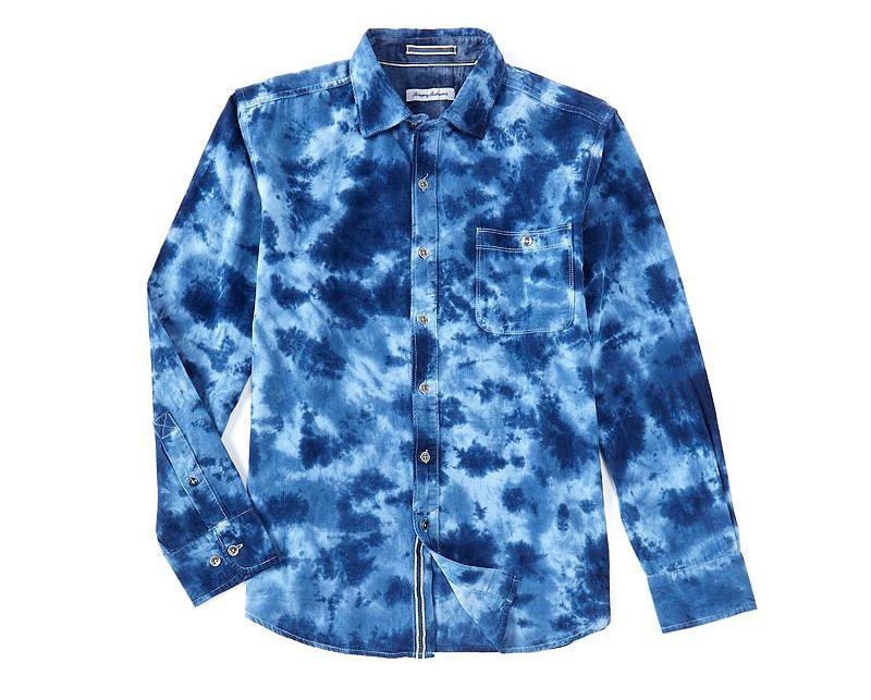 Tommy Bahama Mai-Tai Dye Cord Long-Sleeve Woven Shirt on a white background.