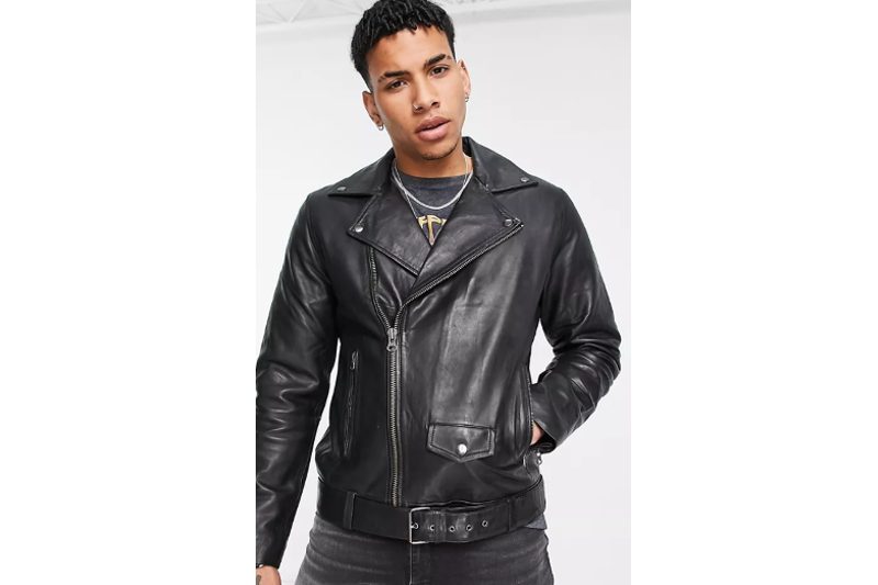 Leather biker jacket for guys.