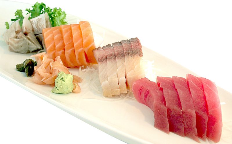 Sushi raw fish salmon.