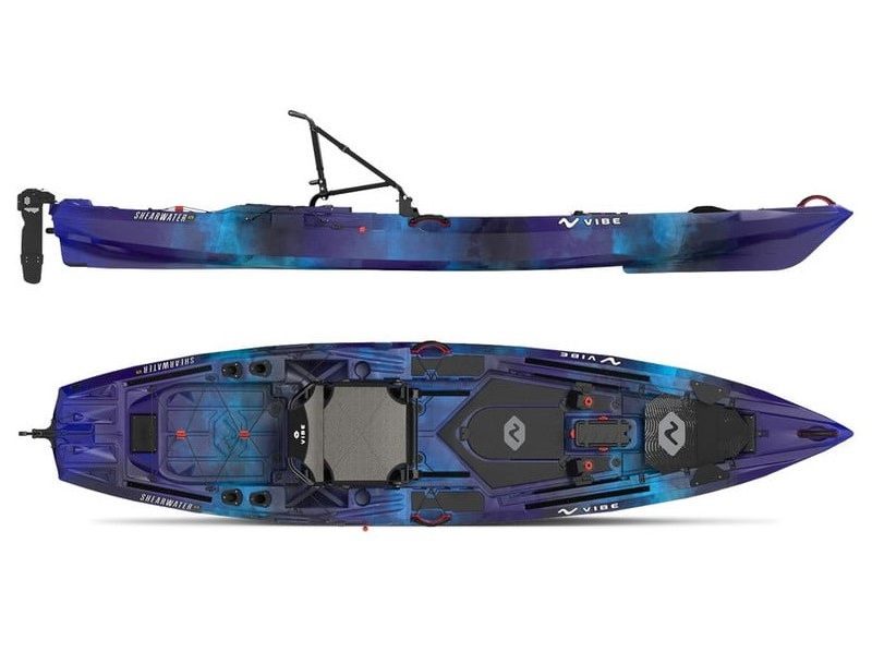 Vibe Shearwater 125 Fishing Kayak on a white background.