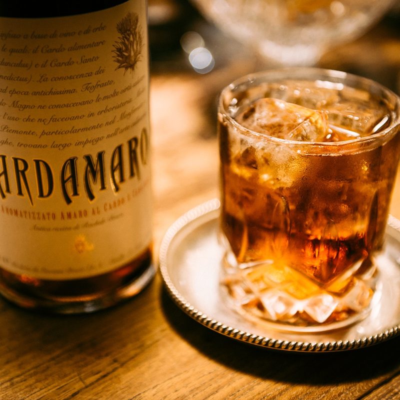 Amaro Manhattan cocktail.