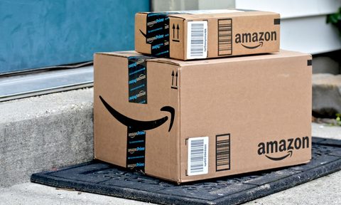 Amazon Prime boxes on doorstep.