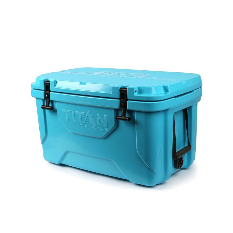 A blue Arctic Zone Titan Deep Freeze Ice Chest Cooler on white background.