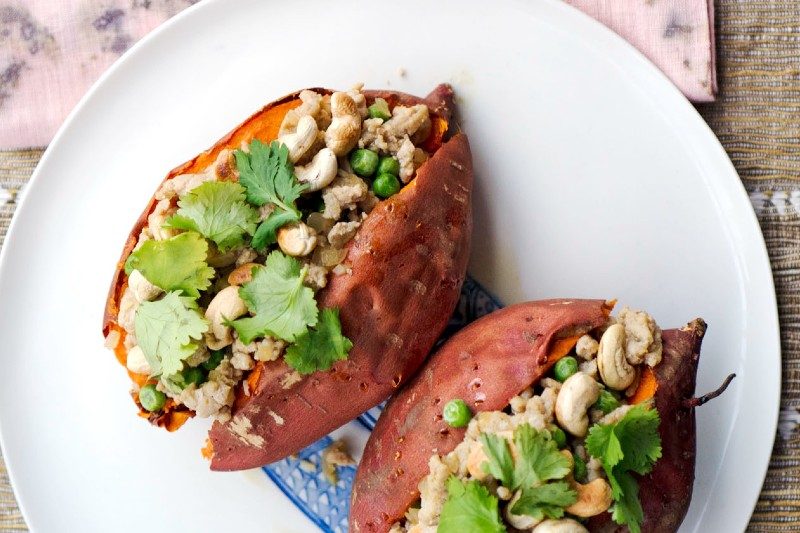Asian baked sweet potatoes.