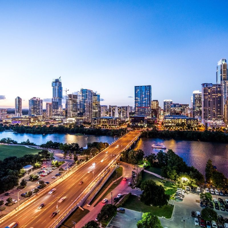 skyline view of Austin, Texas.