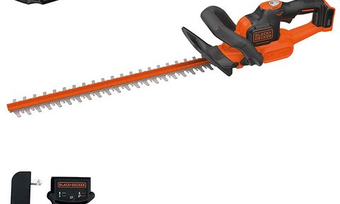 Black and Decker MAX Hedge trimmer on a white background.