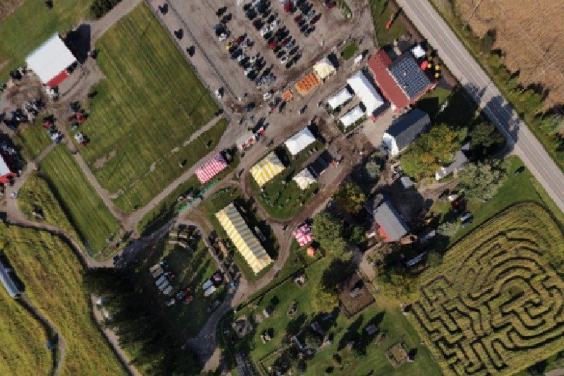 Arial view of Blake's Cider Mill.