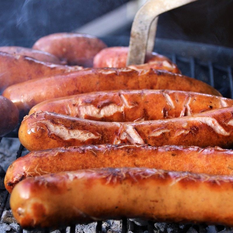 Bratwurst being grilled.