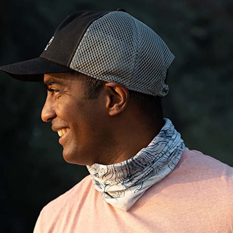 Man with Buff neck gaiter.