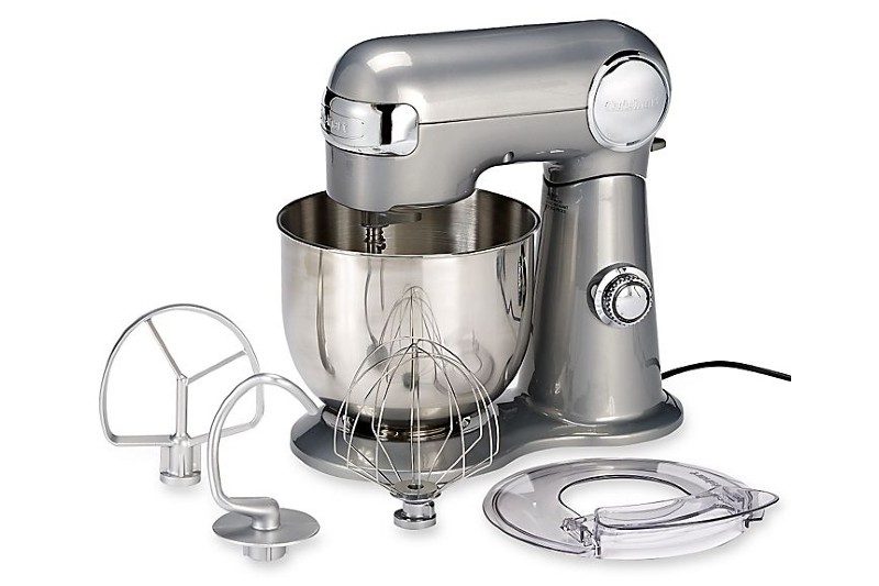 cuisinart precision master stand mixer with attachments against a white background.