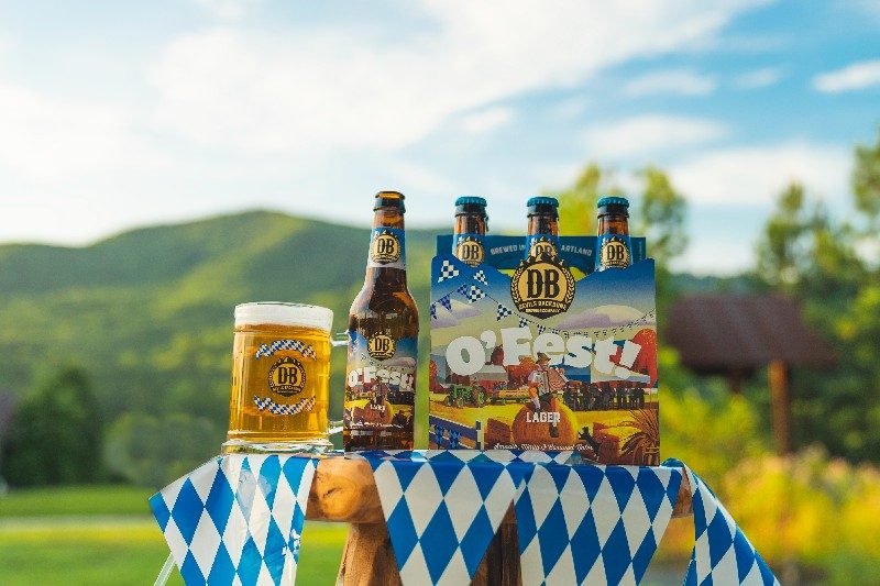 Devil's Backbone O'Fest ber on a table outside.
