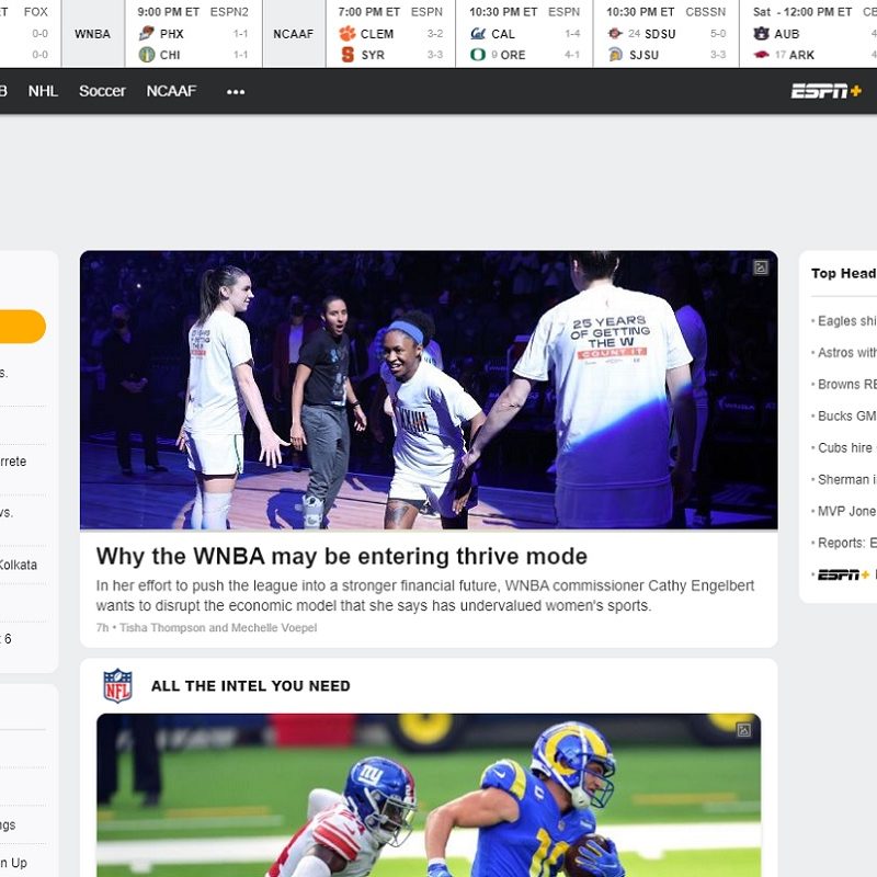 ESPN Homepage.