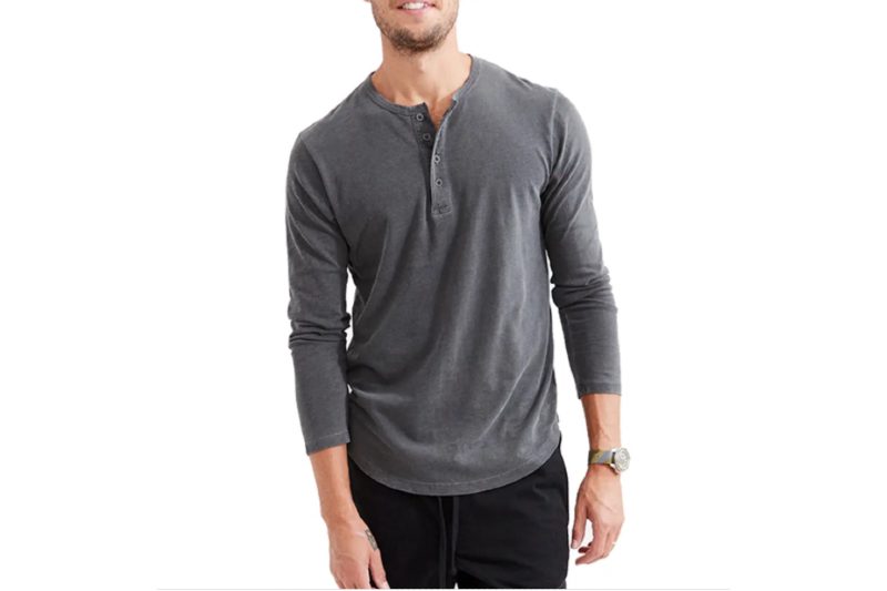 Scallop hem henley for men.