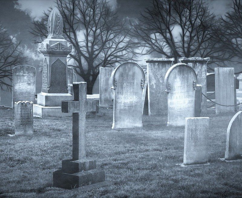 black and white cemetery. 