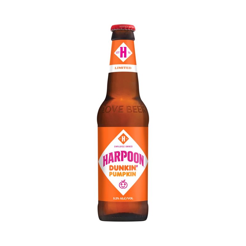 Harpoon Dunkin' Pumpkin beer bottle.