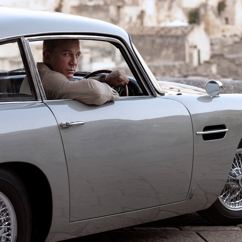 James Bond No Time to Die Sporting Omega Watch in Car.