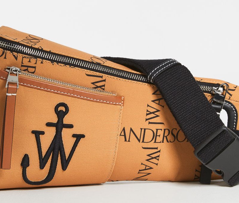 This JW Anderson bag prominently features the brand's provenance.