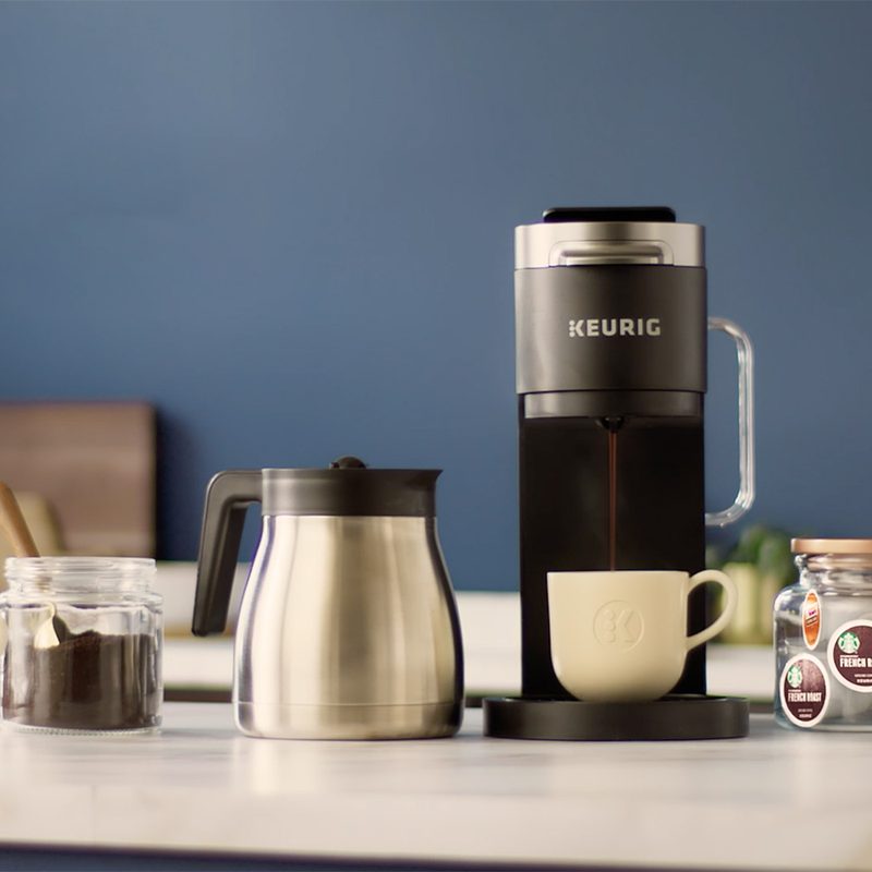 Keurig K-Duo Plus Coffee Maker on kitchen counter.