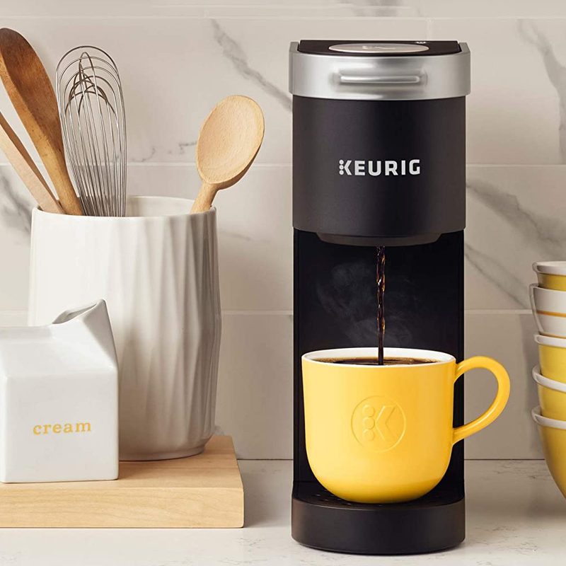 Keurig K-Mini Coffee Maker, Single Serve K-Cup Pod Coffee Brewer on a kitchen counter.